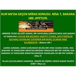 Kur'an’da Geçen Miras Konusu. Nisa 7, Bakara 180. Ayetler.