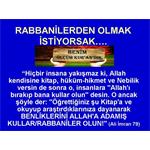 RABBANİLERDEN OLMAK İSTİYORSAK.......