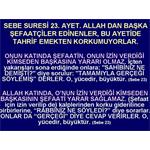 SEBE SURESİ 23. AYET. ŞEFAAT KONUSUNDA ÇARPITILAN, BİR BAŞKA AYET.    