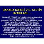 BAKARA SURESİ 213. AYETİN UYARILARI.